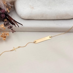 Pulsera de cruz de oro de 14 quilates: joyería religiosa personalizada