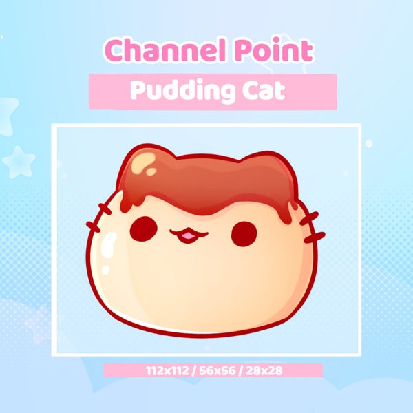 Pudding Cat - Channel Point Icon - Twitch - Streamer Setup - Emotes - Dessert- Cute