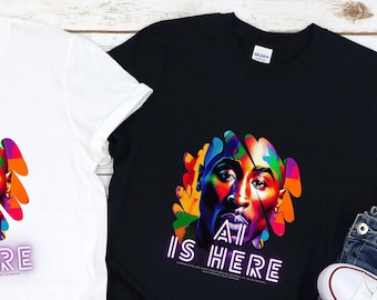 AI IS HERE / Exclusive ai-generated Art T-Shirt/Hoodie/Pullover/Tank Top/Futuristic ai T-Shirt/ai Designs on T-Shirts / Gift for him