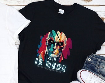 AI IS HERE / Exclusive ai-generated Art T-Shirt/Hoodie/Pullover/Tank Top/Futuristic ai T-Shirt/ai Designs on T-Shirts / Gift for him