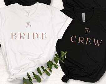 Women's JGA T-Shirt "Bride & Crew" simple and modern, wedding gift for brides, team bride tee, bachelor party shirt, engagement
