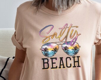 SALTY BEACH/Summer Shirt/Beach Party Tee/Summer Vibes Shirt for Women/Palm Tshirt/Beach T Shirt/Summer Tee/Beach Shirt/Tank Top