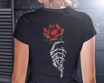 SKULL ROSE T-Shirt / Women T-Shirt / Rocker T-Shirt / Skull Shirt/ Biker Tshirt, Chopper / Motorbike tee / Hoodie