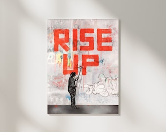 Rise Up Graffiti Color Gradient Print, Trendy Home Room Dorm Decor, Digital Download, Printable Wall Art, Digital Print, Motivational Poster