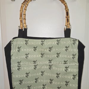 Bolso de mano multibolsillos con asa de bambú, elegante, con asa superior, regalo original casero para madre, hija y esposa, bolso único.