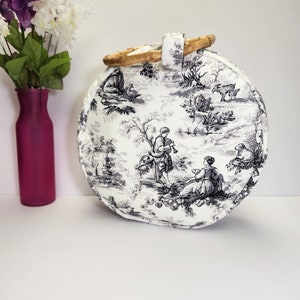 Bolso circular, bolso redondo con asa superior, regalo único para madre, hija, esposa, hermana, bolso de mano casero, elegante libro de bolsillo.