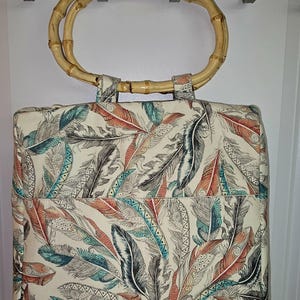 Bolso de mano multibolsillos con asa de bambú, elegante, con asa superior, regalo original casero para madre, hija y esposa, bolso único.