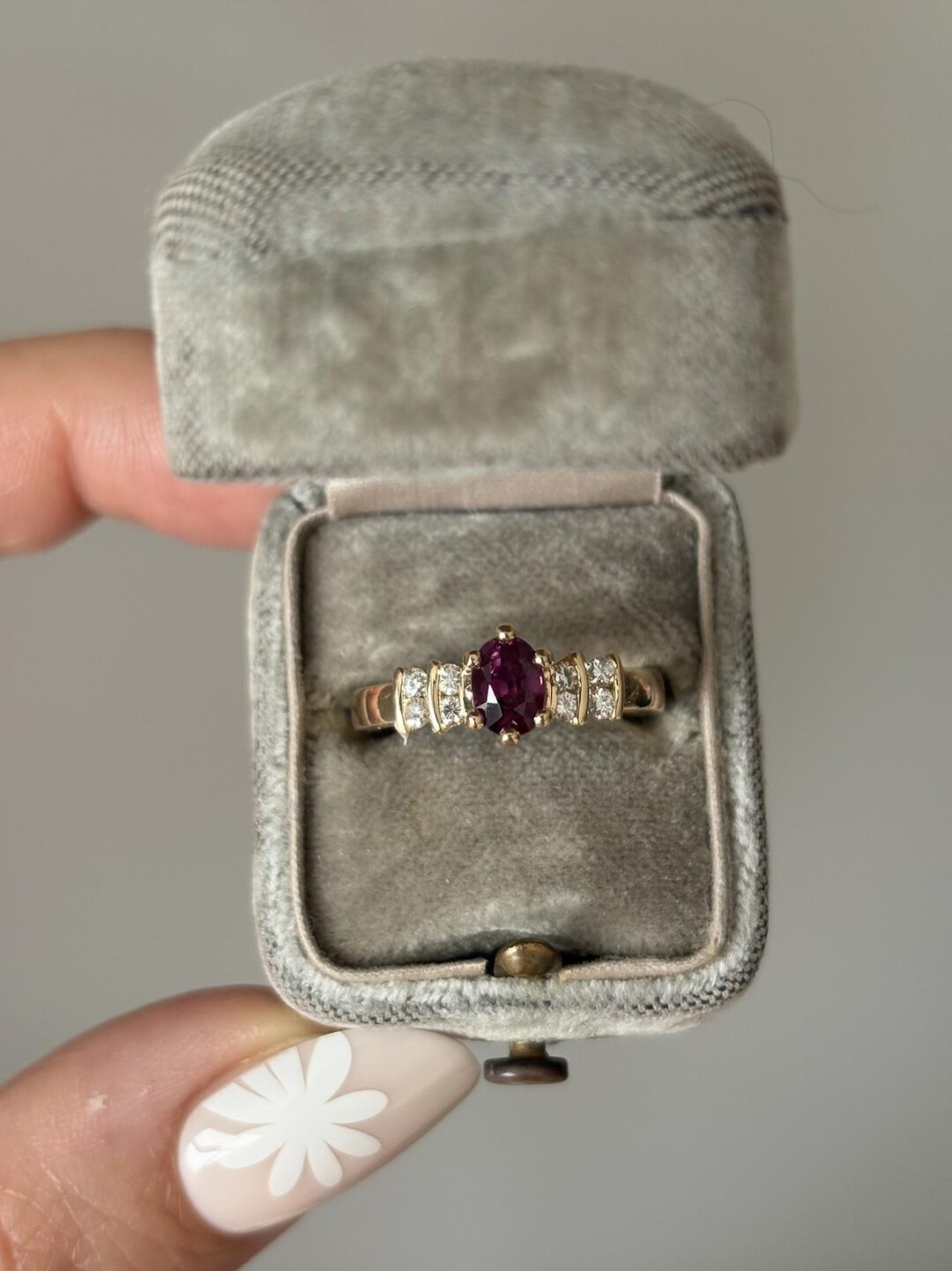 Ruby Blu Vintage Blu-bell Ruby & Diamond Ring 14k Sz 6 - Etsy
