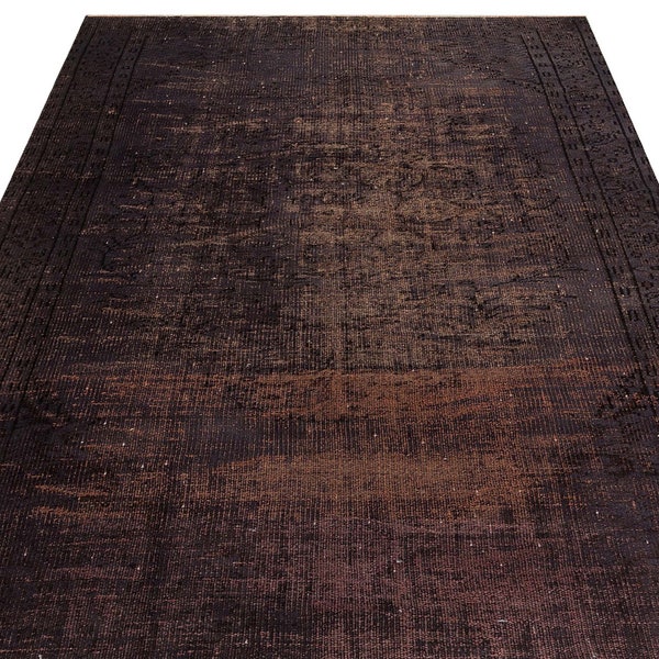 Midnight Ember Hand-Woven Turkish Rug - Bold Black with Burnt Brown | 5,45x8,01 | Timeless Beauty for Luxurious Interiors