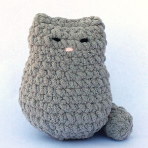 Handmade Amigurumi Cat, Crocheted Plushie, Crochet Cat Stuffie, Crochet Toy Cat, Snuggly Gray Cat