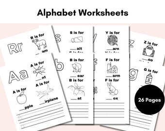 Alphabet Worksheets Printable Worksheets | Preschool Curriculum | Toddler Tracing Activities | Kindergarten | Spelling Practice