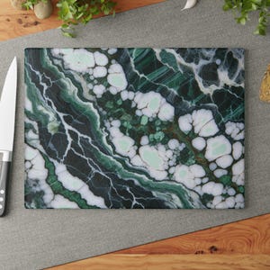 Marble Glass Cutting Board: Elegant Kitchen Decor, Chef Gift