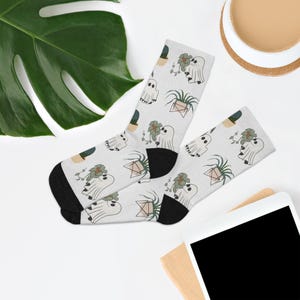 Eco-Friendly Plant Lover Socks: Ghost & Cactus Design