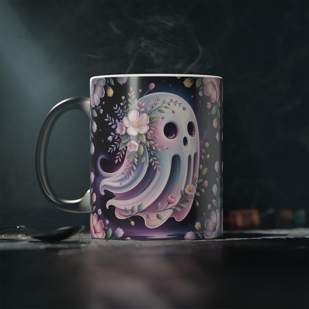 Floral Ghost Magic Mug: Heat-sensitive Spooky Coffee Cup - Etsy