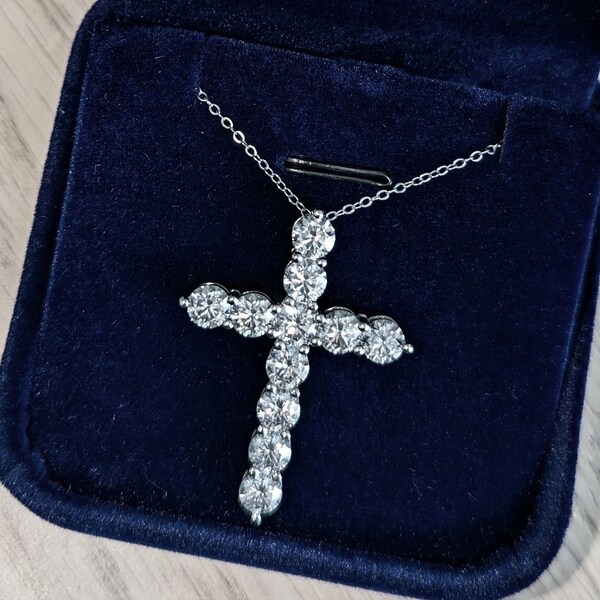 Lab Diamond Cross Necklace - Etsy