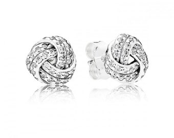 Sterling Silver Pandora Knot Stud Earrings Sparkling Cute Earrings Everyday Silver Jewellery For Women Special Gift For Her S925 ALE, UK