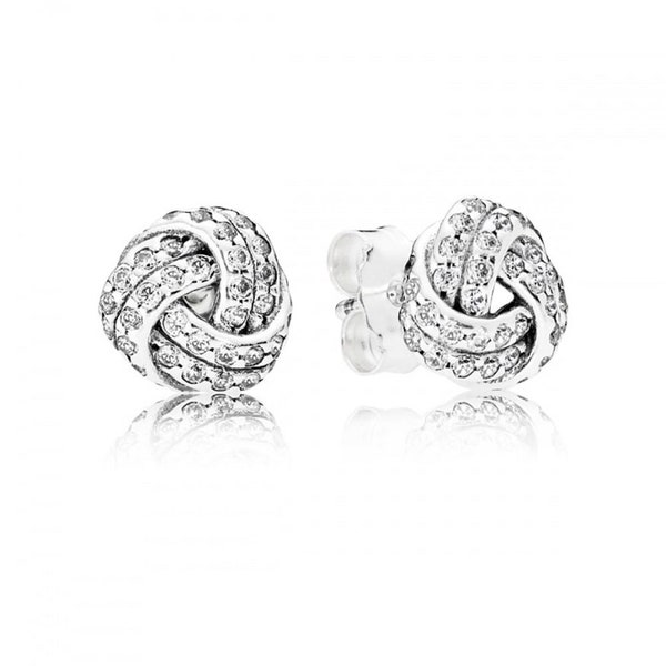 Sterling Silver Pandora Knot Stud Earrings Sparkling Cute Earrings Everyday Silver Jewellery For Women Special Gift For Her S925 ALE, UK