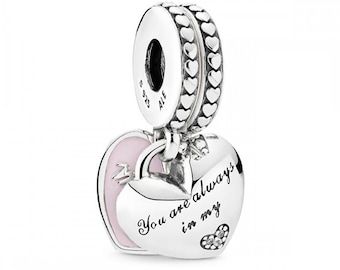 New Pandora Mother & Daughter Hearts Dangle Charm Perfect for Pandora Bracelets, Symbolizing Love Elegant Personalization Customized Silver