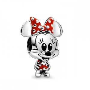 Pandora Minnie Mouse Dotted Dress & Bow Charm Sweet Memories Childhood Charm Popular Silver Cartoon Beads for Daughter Trending Gift Idea