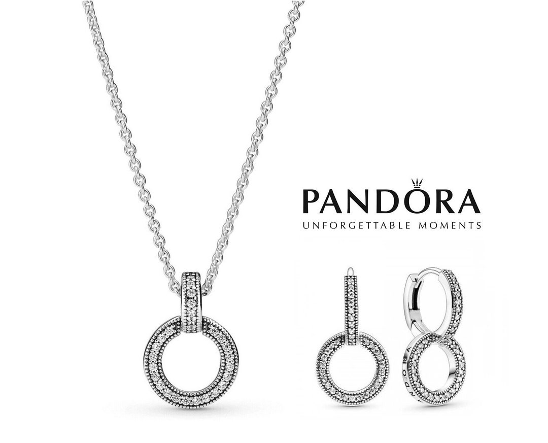 Pandora Jewellery Gift Set Double Circle Pendant & Necklace Etsy