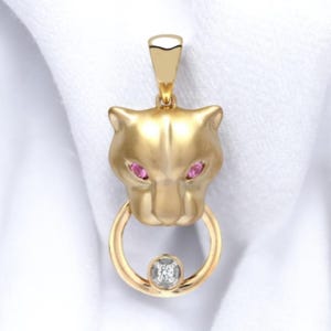 Pink Sapphire and Diamond Panther Pendant, 9ct Gold Jewelry, Animal Lover Gift, Luxury Necklace, Panther Jewellery, Christmas Gift