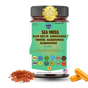 Ultimate Irish Sea Moss Blend, with Burdock  Bladderwrack Capsules| Fresh & Pure Atlantic Ocean | Organic | Chondrus Crispus | 100% Natural