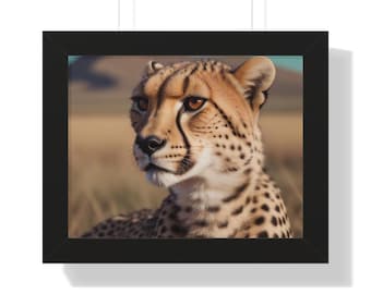 Cheetah Close Up Portrait Framed Poster | Wildlife Wall Art