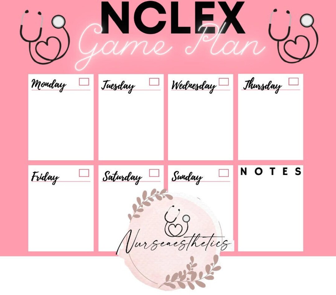 NCLEX Calendar nursing School Template Etsy