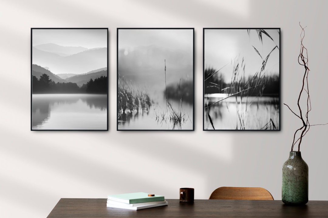 Landscape Set of 3 Prints Black and White Wall Art Home - Etsy