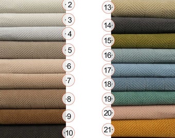 22 colors Chenille Herringbone Pattern Curtain Fabric samples - 90% Blackout - Customize Extra Wide Size