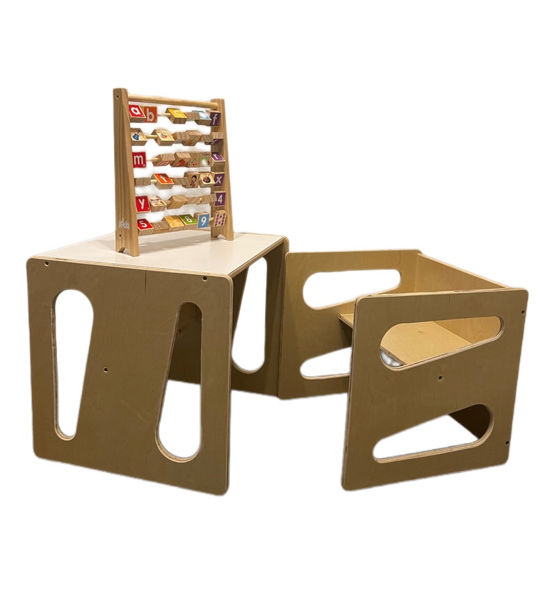 Montessori Cube Chair and Table Set 1 Chair and 1 Table for Kids Table