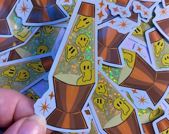 Smiley Face Lava Lamp Glitter Sticker
