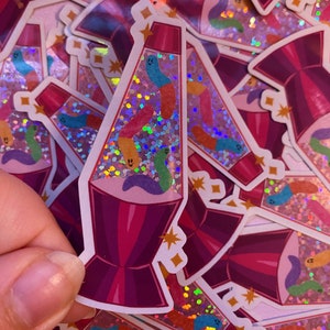Gummy Worm Lava Lamp Glitter Sticker