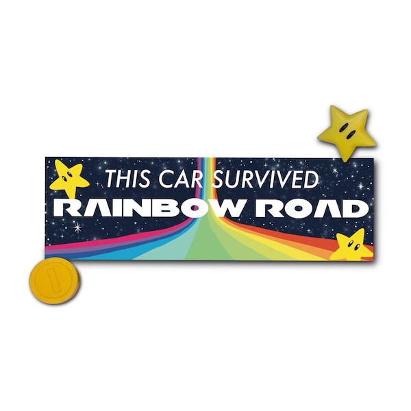 Rainbow Road Bumper Sticker