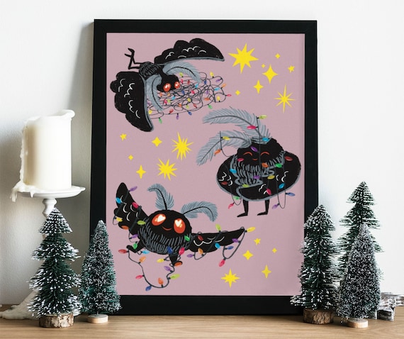 Mothman Christmas Lights Print