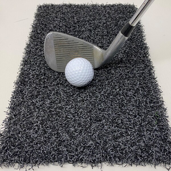 Golf Winter Rules Fairway Mat; Short Pile 12mm Artificial Grass Tee; Anthracite Grey; Spring Clip Included