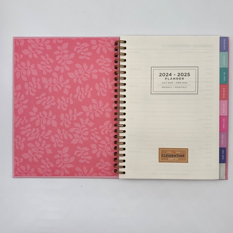 20242025 Clementine Paper Inc. 12 Months Planner Hard Cover pink/white