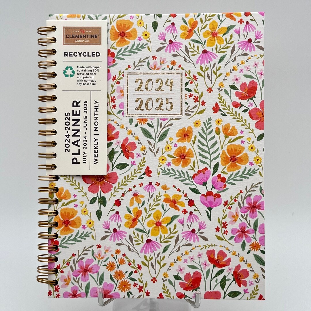 20242025 Clementine Paper Inc. 12 Months Planner Hard Cover flowers