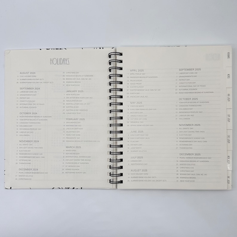 Rae Dunn 2025 Large Hard Cover Spiral 17month Planner flowers Doodle