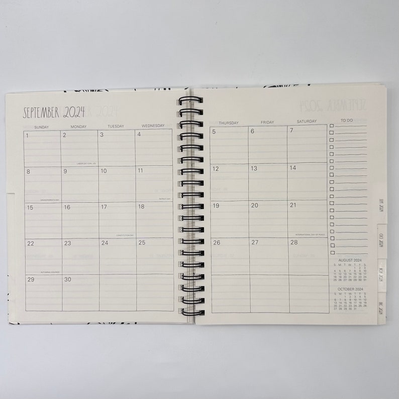 Rae Dunn 2025 Large Hard Cover Spiral 17month Planner flowers Doodle