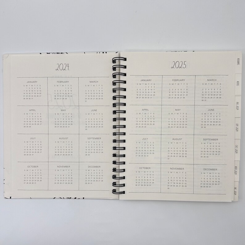 Rae Dunn 2025 Large Hard Cover Spiral 17month Planner flowers Doodle Pattern Etsy