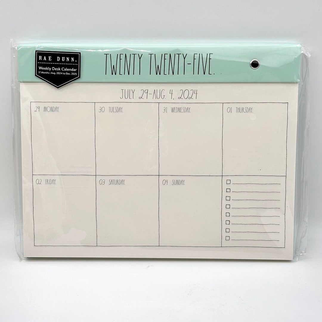 Rae Dunn TWENTY TWENTYFIVE 17 Months 2025 Weekly Desk Calendar black/mint Etsy
