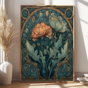 William Morris Innendekor, Vintage Blumenplakat, Jugendstil Wandkunst, William Morris Botanisches Plakat