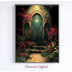 Art Nouveau Poster of Garden Art,  Botanical Wall Art,  Large Wall Art Garden Decor,  Colorful Wall Art Artwork