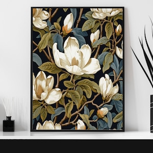 Poster vintage di William Morris Magnolia - Stampa artistica botanica, poster floreale retrò di William Morris Magnolia