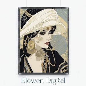 Art Nouveau Print, Art Nouveau Wall Art of a Woman, Vintage French Art, Art Nouveau Decor in Neutral Colors