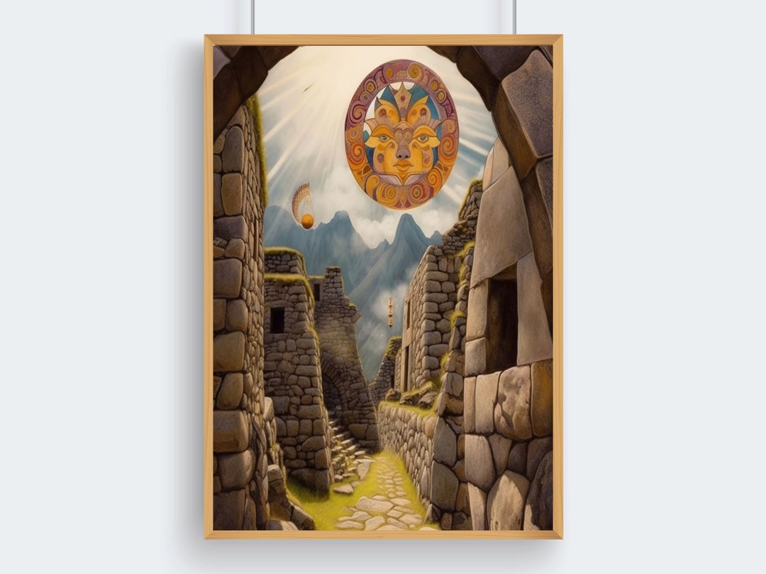 Stylized Machu Picchu Printable Wall Art Digital Download - Etsy
