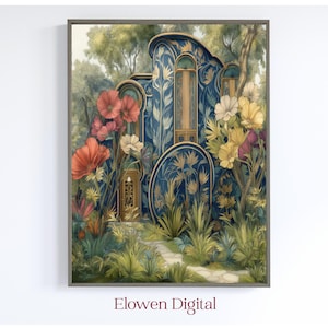 Colorful Wall Art Garden Decor,  Garden Art Digital Prints, Art Nouveau Artwork Poster