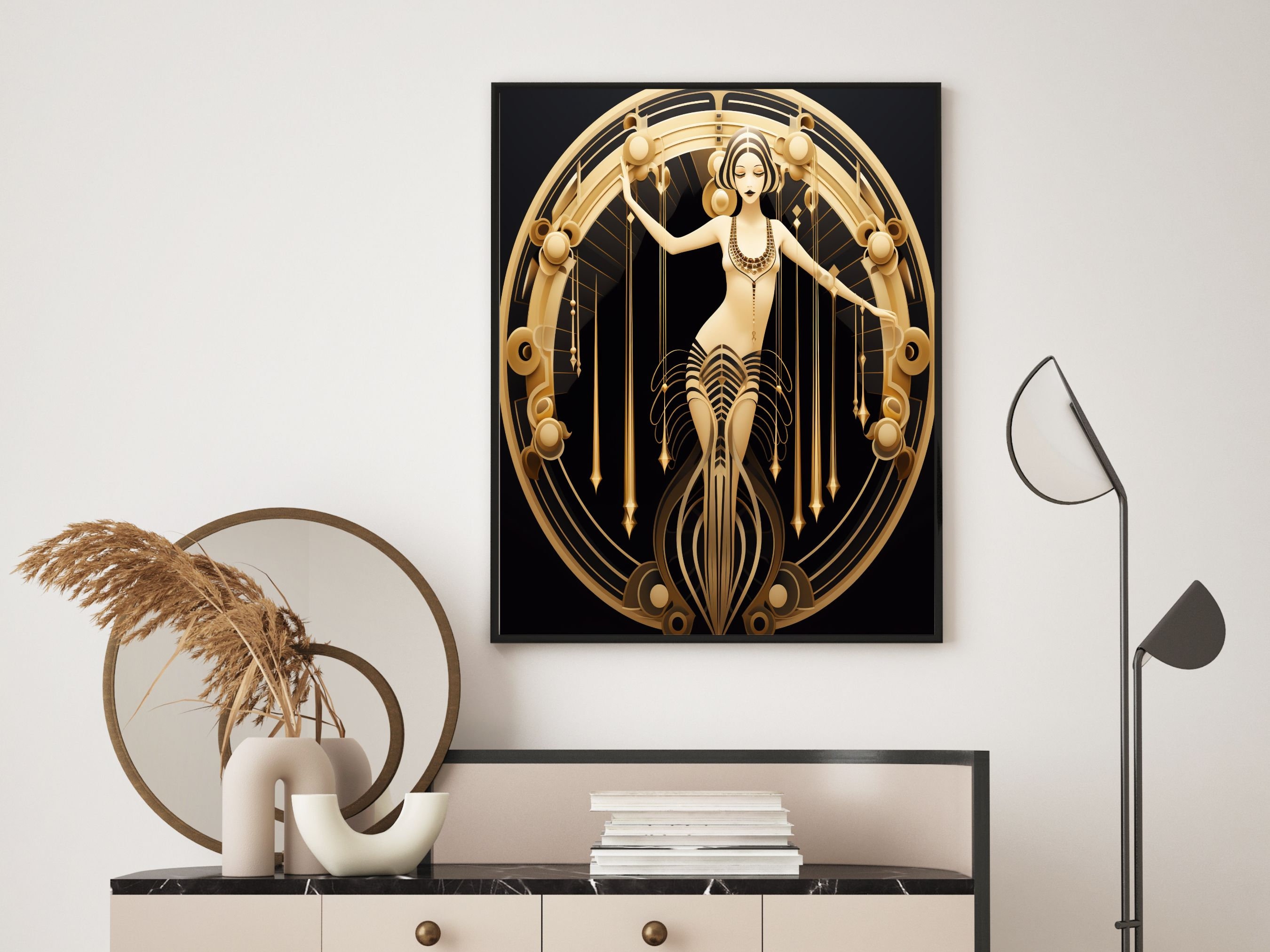 Art Deco Wall Art in Black and Gold, Art Deco Decor in Gold and Black ...