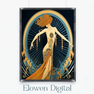 Printable Wall Art Deco Style Erte Print, Art Nouveau Erte Style, Art Deco Design Print, Art Deco Era, Downloadable Wall Art Art Deco Style